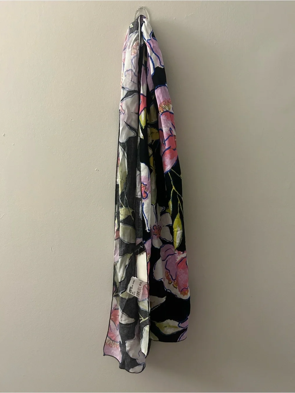 Floral Black Pink Scarf Wrap Dana Herbert